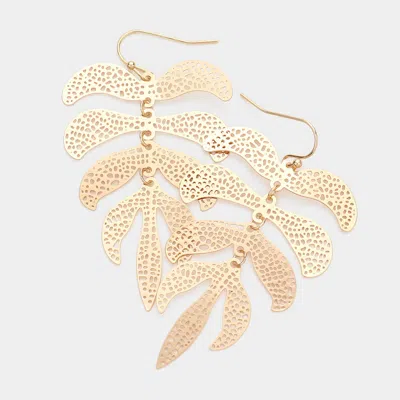 Fashnzfab Filigree Metal Leaf Link Dangle Earrings In Gold