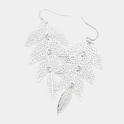 Fashnzfab Filigree Metal Leaf Link Dangle Earrings In Multi