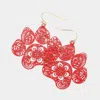 Fashnzfab Filigree Metal Paw Dangle Earrings In Pink