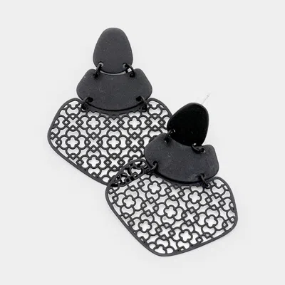 Fashnzfab Filigree Metal Post Earrings In Black