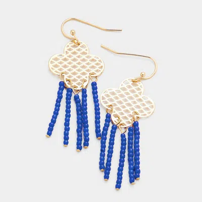 Fashnzfab Filigree Metal Quatrefoil Beaded Tassel Earrings In Multi