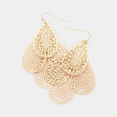 Fashnzfab Filigree Metal Teardrop Link Layered Dangle Earrings In Multi
