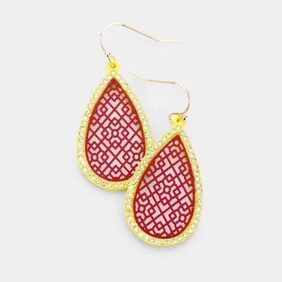 Fashnzfab Filigree Rhinestone Pave Teardrop Earrings In Multi