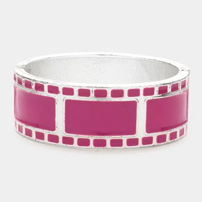 Fashnzfab Film Pattern Enamel Hinged Bracelet Purple In Red