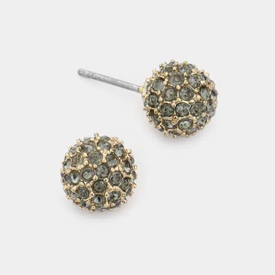 Fashnzfab Rhinestone Embellished Dome Stud Earrings In Black