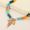 Fashnzfab Fish Seashell Starfish Charm Pendant Resin Flat Disc Beaded Necklace In Multi