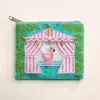 Fashnzfab Flamingo Cabana Palm Seed Beaded Mini Pouch Bag In Multi