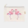 Fashnzfab Flamingo Printed Cotton Canvas Eco Pouch Bag In Multi