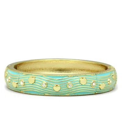 Fashnzfab Flash Gold White Metal Bangle With Top Grade Crystal In Clear In Pink