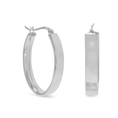 Fashnzfab Flat 5.5mm Oval Hoop Earrings In Gold