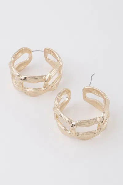 Fashnzfab Flat Link Chain Hoop Earrings In Gold
