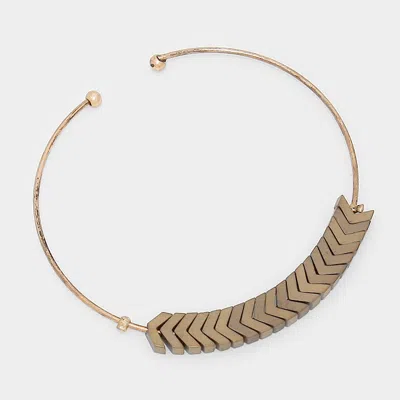 Fashnzfab Flat Metal Chevron Disc Cluster Cuff Bracelet In Gold