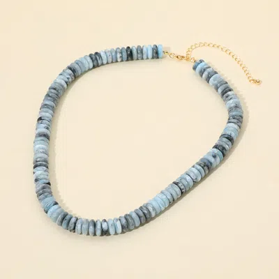 Fashnzfab Flat Resin Disc Beaded Necklace In Blue