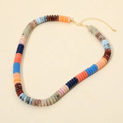 Fashnzfab Flat Resin Disc Beaded Necklace In Multi