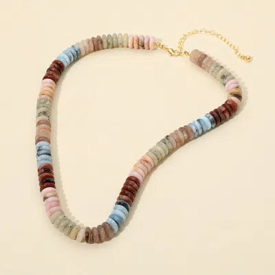 Fashnzfab Flat Resin Disc Beaded Necklace In Multi