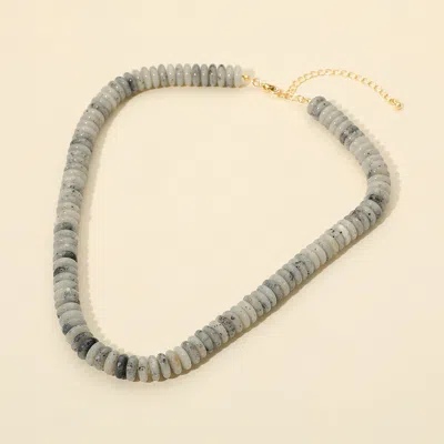 Fashnzfab Flat Resin Disc Beaded Necklace In Silver