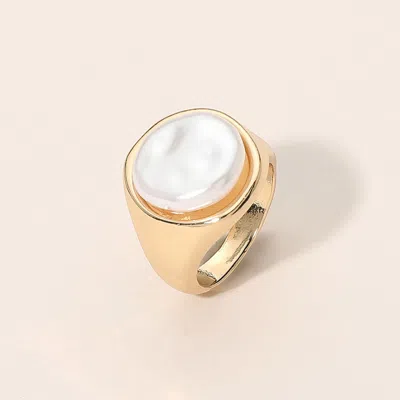 Fashnzfab Flat Ring Accent Statement Ring In Orange