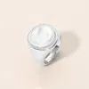 Fashnzfab Flat Ring Accent Statement Ring In Silver