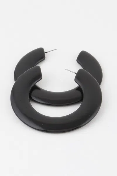 Fashnzfab Flat Solid Hoop Earrings In Black