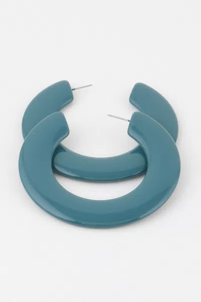 Fashnzfab Flat Solid Hoop Earrings In Blue