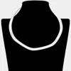 Fashnzfab Flat Wavy Metal Open Choker Necklace In Silver