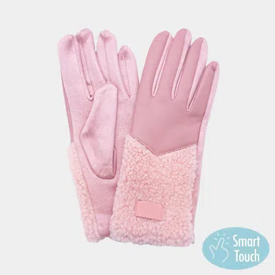 Fashnzfab Fleece Insert Smart Touch Gloves In Pink