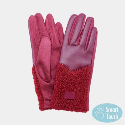 Fashnzfab Fleece Insert Smart Touch Gloves In Pink