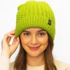 Fashnzfab Fleece-lined Ribbed Knit Winter Beanie Hat In Green