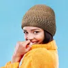 Fashnzfab Fleece Lining Rhinestone Embellished Beanie Hat In Brown