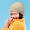 Fashnzfab Fleece Lining Rhinestone Embellished Beanie Hat In Sand
