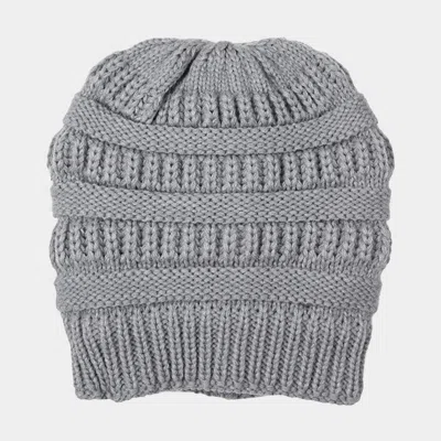 Fashnzfab Fleece Lining Soft Cable Knit Bean Hat In Gray