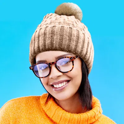 Fashnzfab Fleece Lining Solid Knit Faux Fur Pom Pom Beanie Hat In Beige