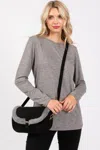 Fashnzfab Fleece Trimmed Solid Crossbodybag Adjustable Strap In Black