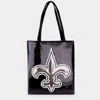 Fashnzfab Fleur De Lis Accented Sequin Shoulder Bag In Black