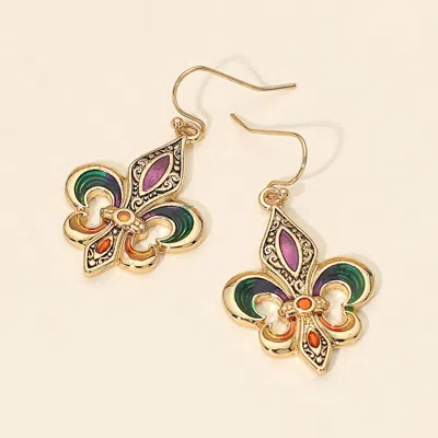 Fashnzfab Fleur De Lis Charm Drop Dangle Earrings In Multi