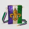 Fashnzfab Fleur De Lis Mardi Gras Sequin Crossbody Bag In Gold