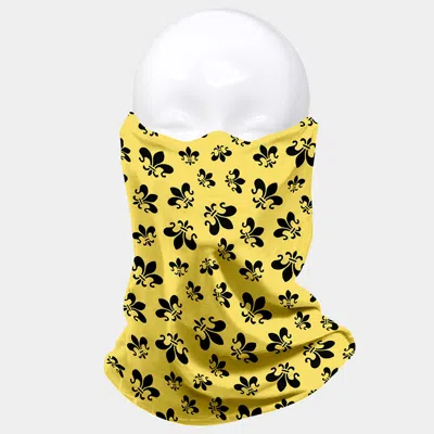 Fashnzfab Fleur De Lis Print Seamless Face Tube Mask / Scarf In Yellow