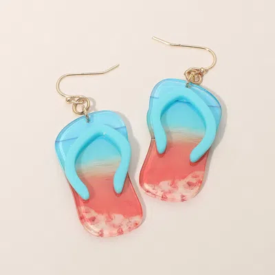 Fashnzfab Flip Flop Charm Drop Dangle Earrings In Blue