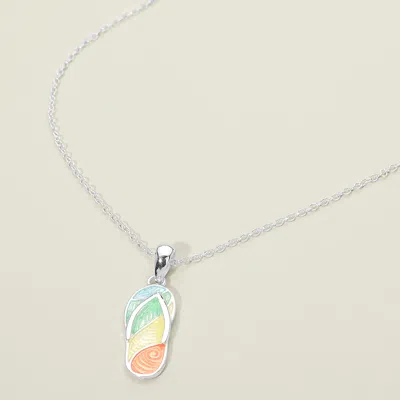 Fashnzfab Flip Flop Charm Pendant Necklace In Multi
