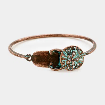 Fashnzfab Flip Flops Slippers Sand Dollar Hook Bracelet Patina Verdigris In Multi
