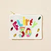 Fashnzfab Flirty 30 Message Seed Beaded Mini Pouch Bag In White