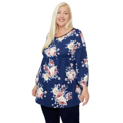Fashnzfab Floral, Bubble Sleeve Tunic In Multi