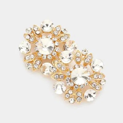 Fashnzfab Floral Bubble Stone Embellished Stud Evening Earrings In Gold