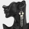 Fashnzfab Floral Cascade Beaded Pearl Chain Dangle Earrings - Clear, Gold In Multi