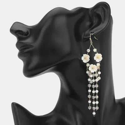 Fashnzfab Floral Cascade Beaded Pearl Chain Dangle Earrings - Clear, Gold In Multi
