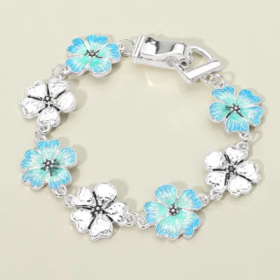 Fashnzfab Floral Charm Link Magnetic Bracelet In Metallic