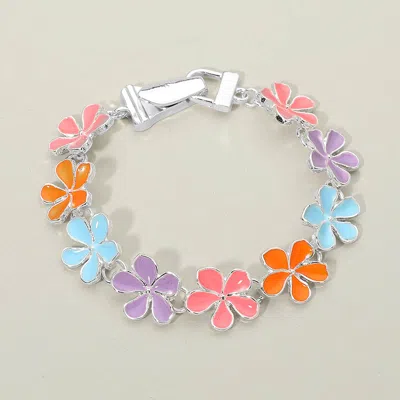 Fashnzfab Floral Charm Link Magnetic Bracelet In Multi