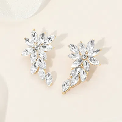 Fashnzfab Floral Cluster Accent Drop Evening Earrings In Multi
