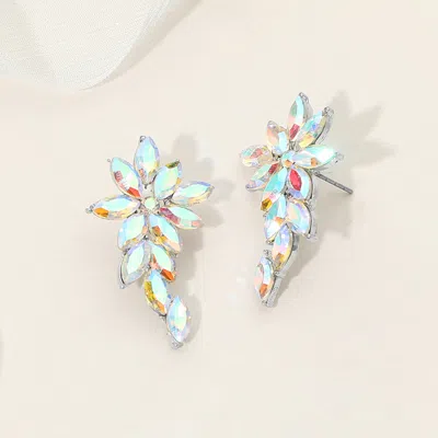 Fashnzfab Floral Cluster Accent Drop Evening Earrings In Orange