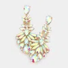 Fashnzfab Floral Crystal Chandelier Statement Evening Earrings - Ab, Gold In Multi